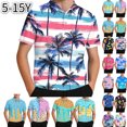 thumbnail image 1 of Boys Collared Shirt Icecream Graphic Short Sleeve Button Neck Top Kids Daily Summer Playwear Casual Vacation Outfit for Teen, 1 of 8