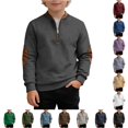 thumbnail image 1 of Boys Color Block Crewneck Sweatshirt Long Sleeve Winter Warm Top For Kids, 1 of 4