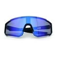 thumbnail image 1 of Boys Color Mirror 90s Shield Rimless Wrap Sport Plastic Sunglasses Black Orange - Blue Mirror, 1 of 8