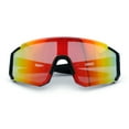 thumbnail image 1 of Boys Color Mirror 90s Shield Rimless Wrap Sport Plastic Sunglasses Black Red - Orange Mirror, 1 of 8
