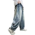 thumbnail image 1 of Boys Comfortable Straight-Leg Jeans Loose Fit Kids Denim Pants Spring Autumn Fashion Casual Boys Pants for Ages 5-14, 1 of 9