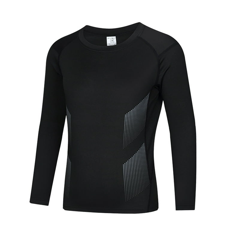 Boys Compression Shirt Long Sleeve Football Baseball Undershirt Moisture Wicking Athletic Shirts Quick Dry Sports Baselayer Black B 9 10Years