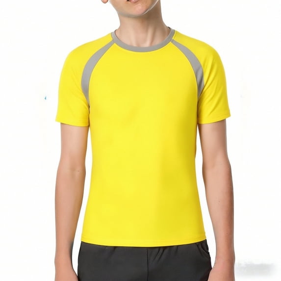 Boys Compression Shirt Short Sleeve Youth Athletic Undershirt Quick Dry Kids Base Layer T-Shirt for Football Basketball Sport
