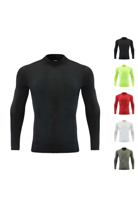 Boys Compression Shirt Stretchy Long Sleeve Neck Athletic Undershirt Kids Base Layer Workout Top