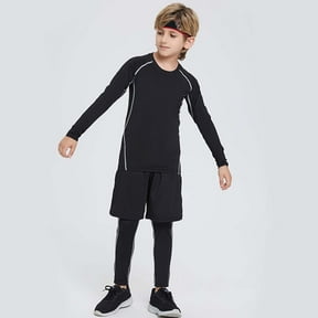 Boys Compression Shirt Workout Top Athletic Performance Training for Basketball Football Running Breathable Quick-Dry Sports Tee Outdoor ActivitiesGrey3-4 Years