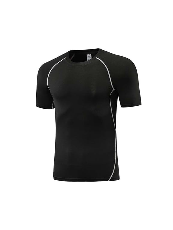 Boys Compression T Shirts Crewneck Short Sleeve Slim Fit Athletic Top Youth Training Tee for Running Gym Sports Practice