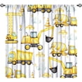 thumbnail image 1 of Boys Construction Curtains, Watercolor Yellow Cartoon Tractor Truck Excavator Bulldozer Print Blackout Window Treatments for Kids Child Bedroom Nursery, 84x84in, 1 of 6