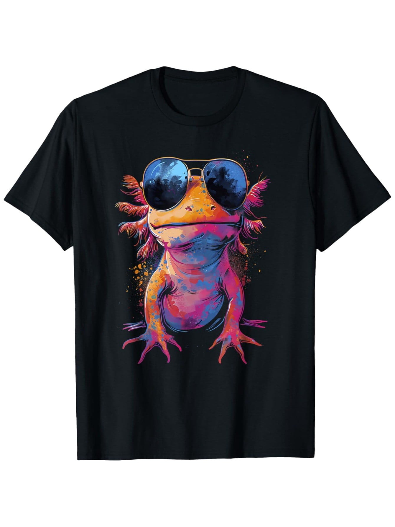 Boys' Cool T Shirt Vintage Colorful Axolotl Art With Sunglass - Cute Axolotl T-Shirt Boys T Shirts 8 to 12 Years Old New Year'S gift, birthday gift