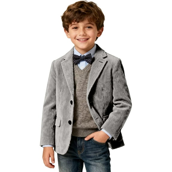 Boys Corduroy Formal Sport Coat Jacket For Kids Casual Autumn Spring Three Button Suit