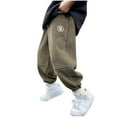 thumbnail image 1 of Boys Corduroy Pants Casual Solid Color Elastic Waist Drawstring Trousers Fashion Versatile Loose Pant with Pockets Khaki 15 Years, 1 of 6