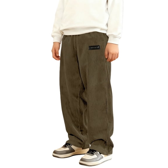 Boys Corduroy Pants Classic Straight Leg Casual Trousers Durable School