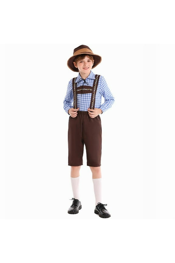 Boys Costumes Kids Victorian Gentleman Fancy Dress Performance Costume Blue 14-15 Years