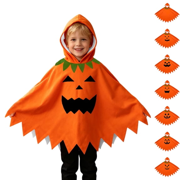 Boys' Pumpkin Unisex Hooded Cape Girls Dress up Clothes Boy Halloween 4-5 Years
