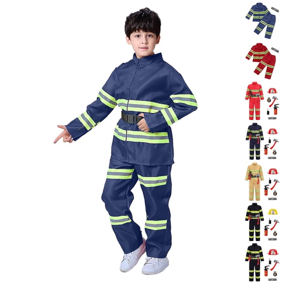 Boys' Unisex Firefighter Kids Boy Dress up Clothes for Play Boys Halloween 8-9 Years