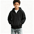 thumbnail image 1 of Boys Cotton Hoodie with Pockets Casual Loose Fit Long Sleeve Zip Up Kids Sweatshirt Jacket Black 8, 1 of 8