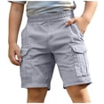 thumbnail image 1 of Boys Cotton Linen Cargo Shorts- Summer Casual Elastic Waist Baggy Kids Hiking Shorts Plus Size Lightweight, 1 of 7