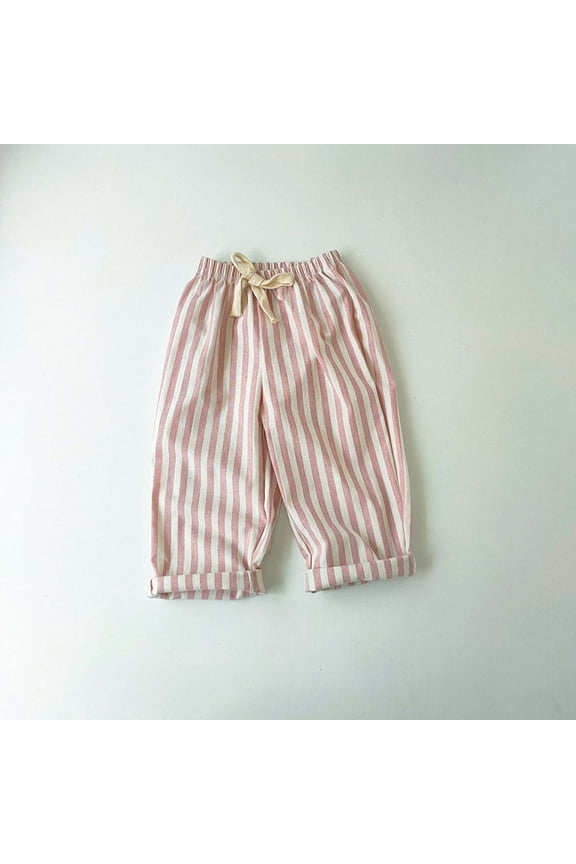 Boys' Cotton Linen Harem Bloomers Pants for Baby Toddler Striped Bloomer Elastic Basic Harem Pants Joggers 0 Months 24 Months