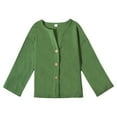 thumbnail image 1 of Boys Cotton Linen Shirt Toddler Boys Button Up Pocket Long Sleeve Blouse Dress Shirts Spring Fall Tees Tops,Color:Green,5-6 Years, 1 of 9