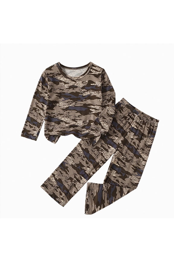 Boys Cotton Long Sleeve Top And Pants Pajama Set,Soft 6-12 Months 12-24 Months 2t 3t 4t 5t 6t 7t 8t 9t Children Camouflage