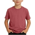 thumbnail image 1 of Boys Cotton Short Sleeve Shirts Solid Color Crewneck Basic Tee Tops Sports Athletic Toddle Blouses 2-15 Years, 1 of 6