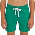 thumbnail image 1 of Boys' Cotton Shorts with Pockets Drawstring Elastic Waist Summer Lounge Shorts Kids Solid Jogger Sweatshorts (7-8 Years, Green), 1 of 7
