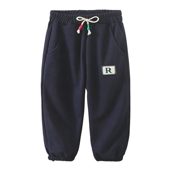 Boys Cotton Sweatpants Baggy Loose Casual Joggers Elastic Waist Drawstring Active with Pockets Kids School Uniform Trousers