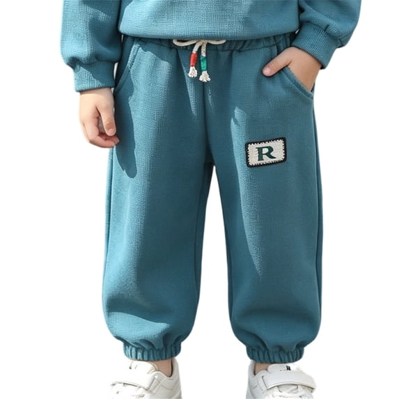 Boys Cotton Sweatpants Baggy Loose Casual Joggers Elastic Waist Drawstring Active with Pockets Kids School Uniform Trousers
