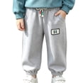 thumbnail image 1 of Boys Cotton Sweatpants Baggy Loose Casual Joggers Elastic Waist Drawstring Active with Pockets Kids School Uniform Trousers, 1 of 4
