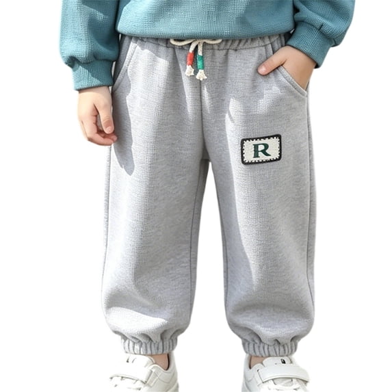 Boys Cotton Sweatpants Baggy Loose Casual Joggers Elastic Waist Drawstring Active with Pockets Kids School Uniform Trousers