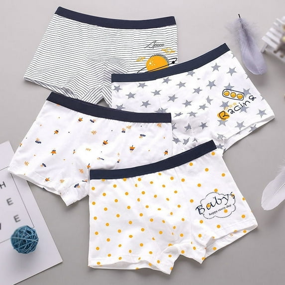 Boys Cotton Underwear Toddler Mid Large Boys Boxer Briefs For Kids Boys Prints Comfort Flex Waistband Underpanty,4 Pack