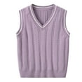 thumbnail image 1 of Boys Cotton V-Neck Sweater Vest Kids Striped Collar School Uniforms, 1 of 8