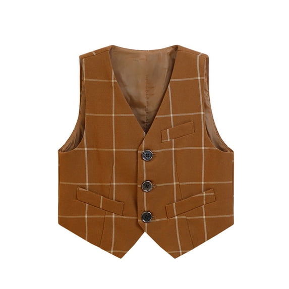 Boys Cowboy Western Vest Slim Fit Vintage Casual Waistcoat with Pockets Boys' Plaid Formal Suit Vest Kids Checkered Waistcoat