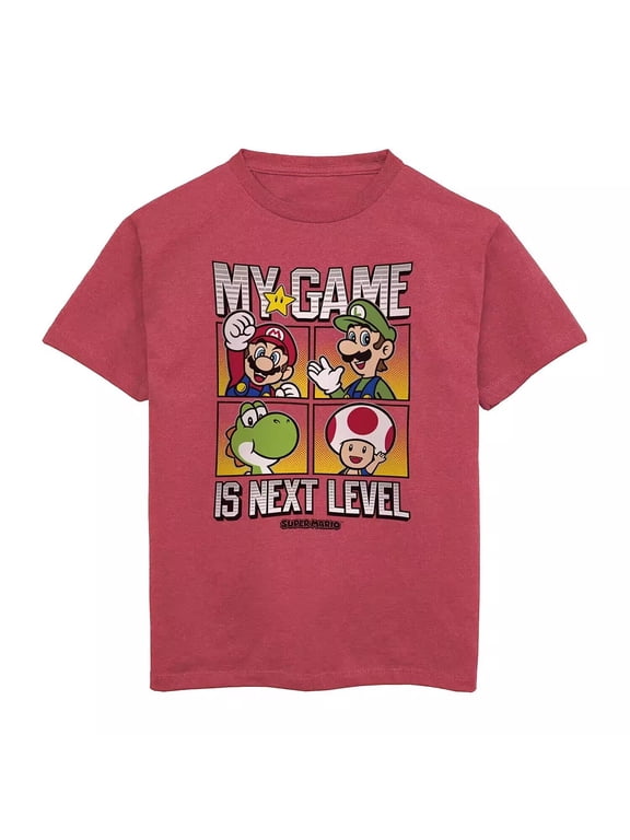 Boys Crew Neck Super Mario Short Sleeve Graphic T-Shirt