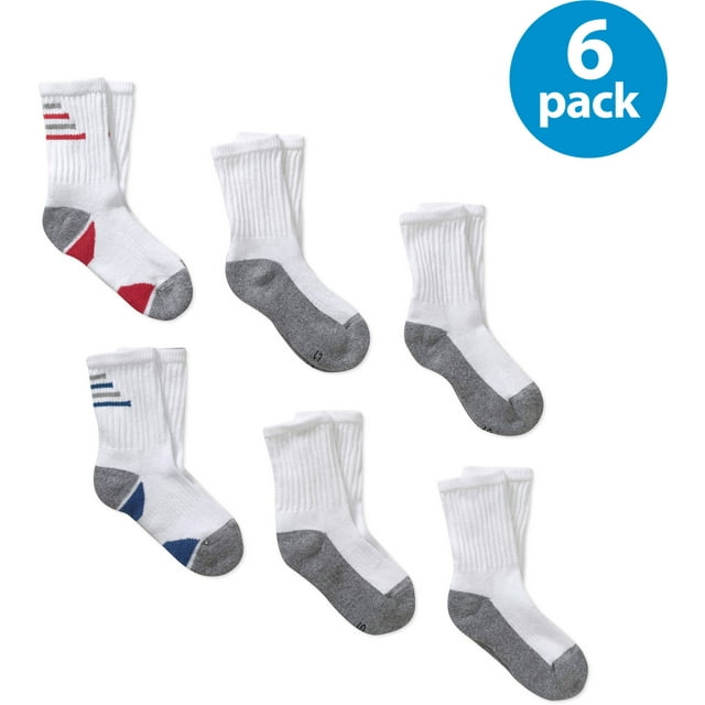 Boys' Crew Socks, 6-Pack