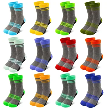 Boys Crew Socks Kids Athletic Cushioned Comfortable Soft Socks 12 pairs Aged 2-14 for Active Children