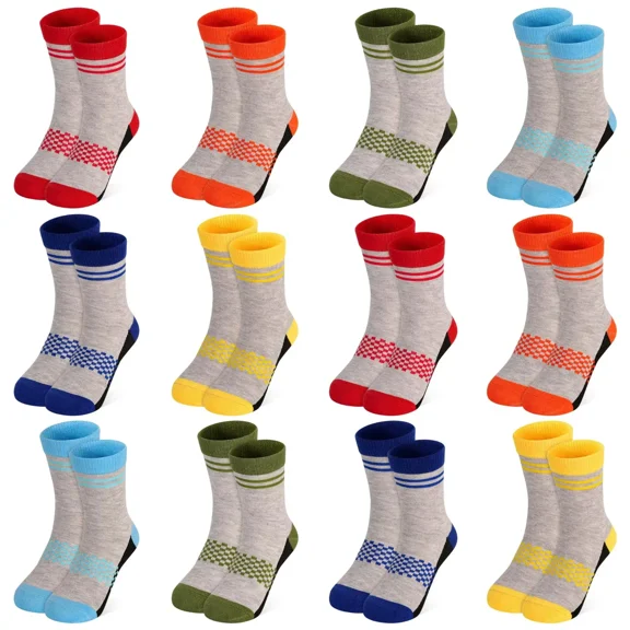 Boys Crew Socks Kids Athletic Cushioned Comfortable Soft Socks 12 pairs Aged 2-14 for Active Children
