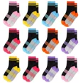 thumbnail image 1 of Boys Crew Socks Novelty Plaid Kids Multiple Colour Elastic Mid Cut Toddler Socks Fashion Casual Breathable Boy Sport Socks 12 Pairs for 2-14 Years Children, 1 of 7