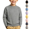 thumbnail image 1 of Boys Crewneck Sweaters Long Sleeve Knit Pullover Warm Solid Color Tops for Kids 3-15 Years Old Fall Winter School Daily Wear, 1 of 9
