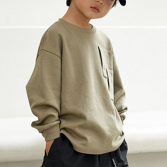 Boys Crewneck Sweatshirt Loose Soft T-Shirts Girls Casual Long Sleeve Oversized Tee Tops for Kids 2-13 Years