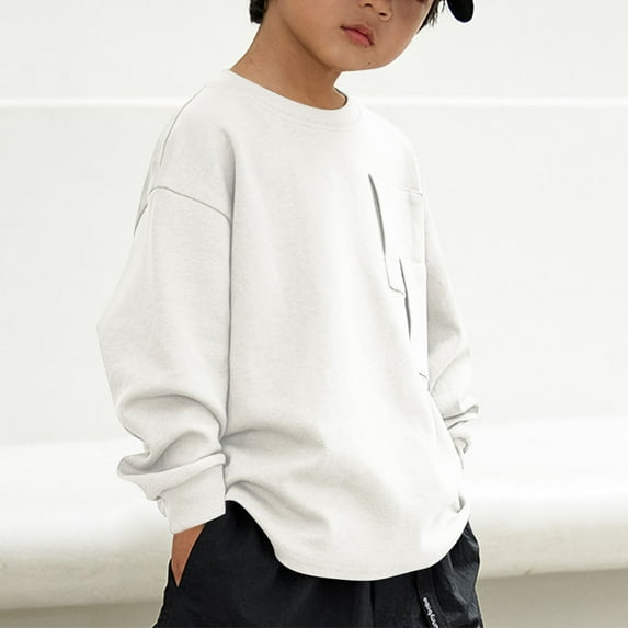 Boys Crewneck Sweatshirt Loose Soft T-Shirts Girls Casual Long Sleeve Oversized Tee Tops for Kids 2-13 Years