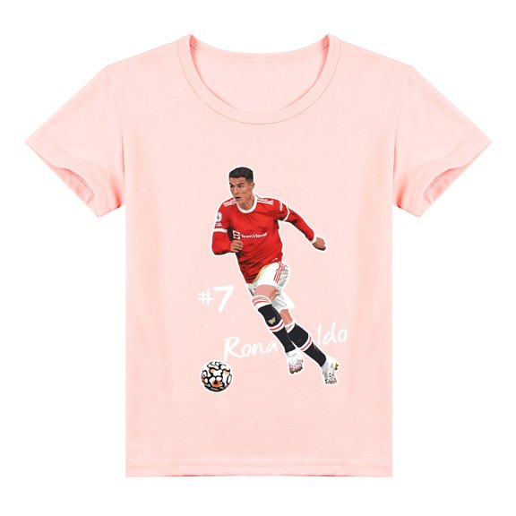 Boys Cristiano Ronaldo Breathable Cotton Short Sleeve T-shirt Kids Summer Crew Neck Clothings
