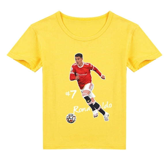 Boys Cristiano Ronaldo Breathable Cotton Short Sleeve T-shirt Kids Summer Crew Neck Clothings