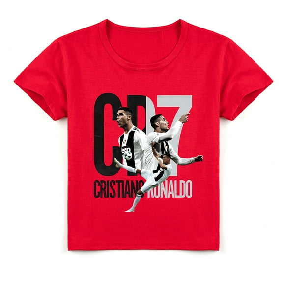 Boys Cristiano Ronaldo Cotton Short Sleeve T-shirt Kids Casual Summer Breathable Crew Neck T-shirt
