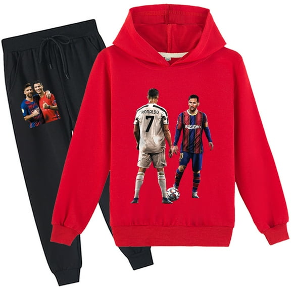 Boys Cristiano Ronaldo Hooded Sweatshirt Children's Long Sleeve Pullover Graphic Hoodies Sweatpants Sets