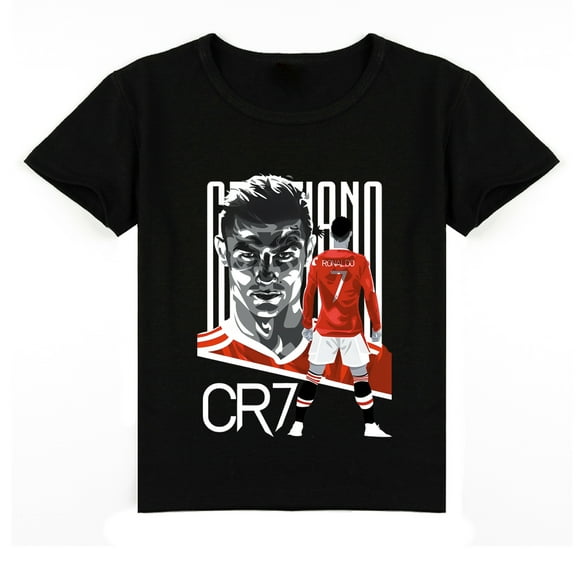 Boys Cristiano Ronaldo Print Cotton Short Sleeve T-shirt Children's Casual Top for Summer T-shirt