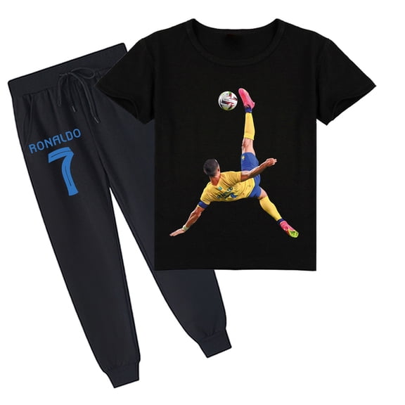 Boys' Cristiano Ronaldo Summer Outfits Sets Short Sleeve T-Shirt Pants Kids Cool Print Casual Sporty