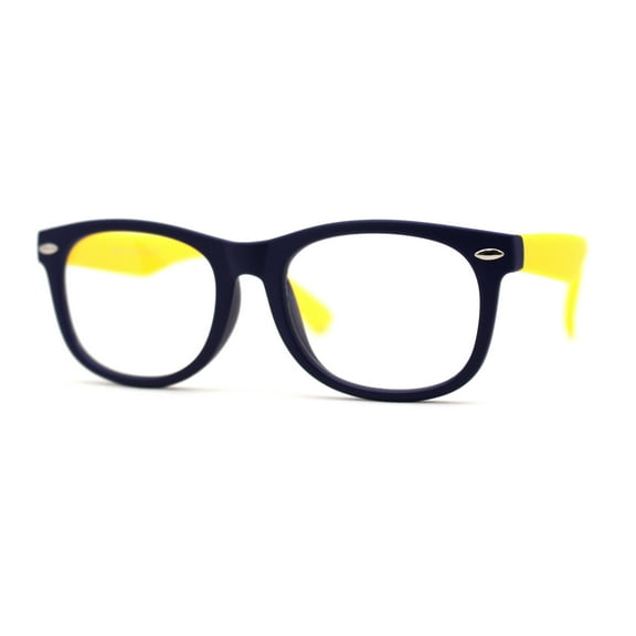 Boys Crushproof Flexible Rubber Horn Rim Blue Light Filter Computer Glasses Navy Yellow