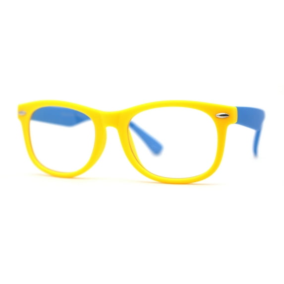 Boys Crushproof Flexible Rubber Horn Rim Blue Light Filter Computer Glasses Yellow Blue