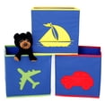 thumbnail image 1 of Boys Cube Bin Set in Car Airplane Boat Design in Blue - 3 Pieces, 1 of 3