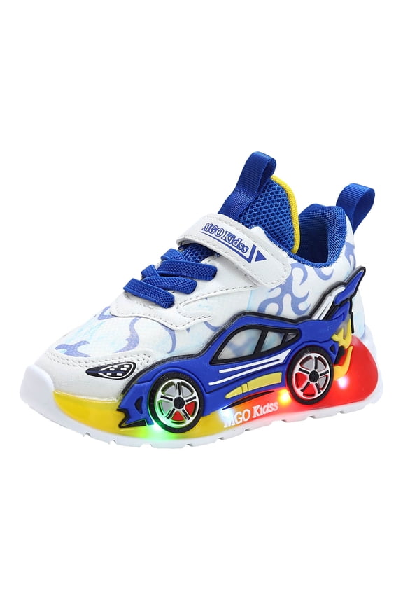Boys Cute Cartoon Light Up Sneakers Toddler Kids Breathable High Top Casual Non Slip Basketball Shoes